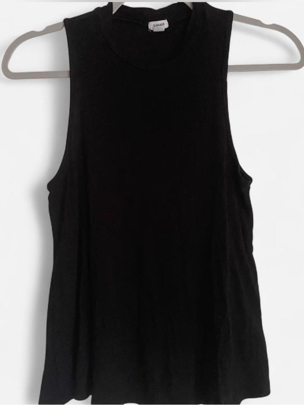 Garage Black Ribbed Mock Neck Tank